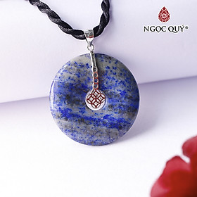 Mặt dây chuyền đồng điếu đá lapis lazuli 35x5mm ệnh thủy, mộc - Ngọc Quý Gemstones