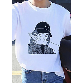 Áo Thun Unisex Chân Dung Cô Gái Mang Nón Hiệu - I4372