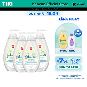 [BỘ 4 SIÊU RẺ] sữa tắm 2 trong 1 (gội+tắm toàn thân) mềm mịn Johnson' baby Bath Cotton Touch 500mlx4