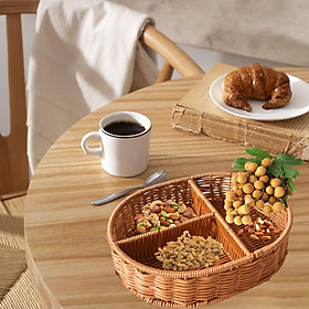 Woven Fruit Basket Imitation Rattan Bread Basket, Store Snacks Small Items, Food Serving Basket for Livingroom Shelf Holiday Kitchen Gathering