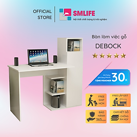 Bàn Học Gỗ Công Nghiệp Liền Giá Sách SMLIFE Debock