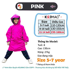 Áo Mưa Trẻ Em Dây Khóa Kéo KOJMAC Raincoat For Kid  Bộ Quần Áo Liền Thân