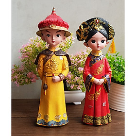 Bộ 02 tượng chibi Hoàng Thượng và Hoàng Hậu cổ trang 3D sinh động