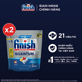 Combo 2 Gói Viên Rửa Chén Bát Finish Powerball Quantum 21 viên