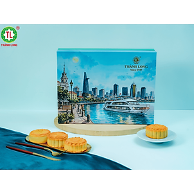 [HOẢ TỐC -HCM] Hộp Bánh Trung Thu Khải Hoàn Thành Long 4 Bánh 2 Trứng (1080g) - Tặng 1 hộp trà