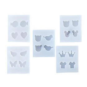 5 Pieces Assorted Silicone Mould Jewelry Mold Tool for Resin Jewelry Making DIY Pendants Charms