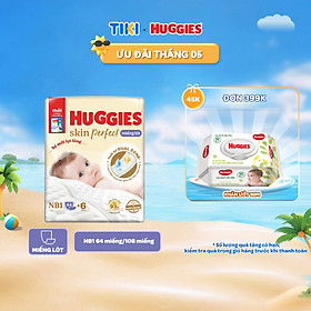 [Tặng kèm miếng] Miếng lót Sơ Sinh Huggies Tràm Trà NB1 64 miếng và 108 miếng