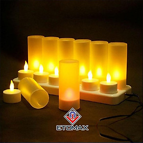 Mua Bộ 12 cây nến điện tử lùn mini pin sạc cao cấp