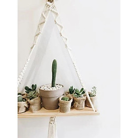 Kệ gỗ decor trang trí dây treo tết macrame thủ công