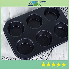 Mua Khay Nướng Bánh Cupcake Khuôn Muffin 6 Bánh Chống Dính Cao Cấp MÀU ĐEN - TRAY6MUFFD