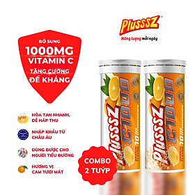 {COMBO2TUYP} Viên sủi Plusssz C1000 bổ sung 1000mg vitamin C hỗ trợ tăng cường sức đề kháng, vững vàng sức khỏe (tuýp 10 viên sủi 4g) - nhập khẩu  chính hãng