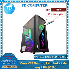 Mua Vỏ máy tính Case VSP P18+  ĐEN  kèm bút dạ quang ~ kính cường lực (Không FAN - ATX  Micro-ATX  ITX) - Hàng chính hãng TECH VISION phân phối