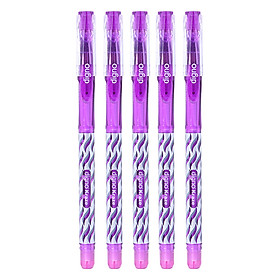Vỉ 5 Cây Viết Bi Gel Đậy Nắp Digno Kraze - Mực Tím