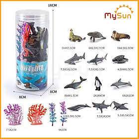 Bộ đồ chơi mô hình các con động vật, sinh vật biển, khủng long bằng nhựa cho bé MySun