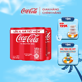Lốc 6 Lon Nước Ngọt Giải Khát Coca-Cola Vị Nguyên Bản Original 320m/Lon Sale 25.4 Coca-Cola Official Store