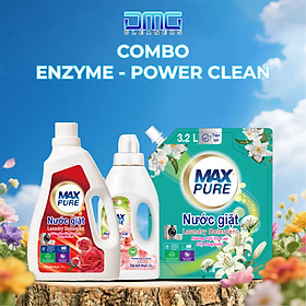 Combo Enzyme+ Power Clean Maxpure: Chai Nước Giặt 3L (Hoa Hồng) + Túi Nước Giặt 3.2L (Lily) + Chai Nước Xả 2L (Coco)