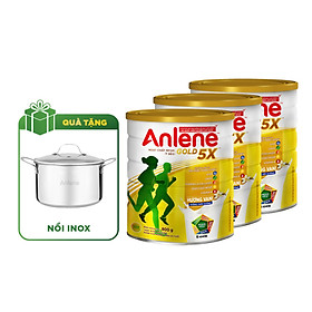 Hình ảnh Combo 03 Sữa Bột Anlene Gold 5X Hương Vanilla (Hộp thiếc 800g) - Tặng nồi inox