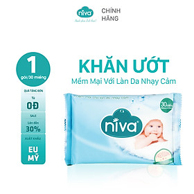 Khăn Ướt Đa Năng Không Mùi NIVA Gói 30 Tờ Tiện Dụng, Diệt Khuẩn, An Toàn Cho Trẻ Sơ Sinh