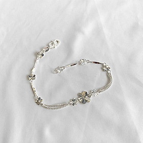 Lắc tay bạc 999 hoa mai phay lấp lánh long lanh Dế Bạc - LT2008