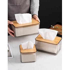 Mua Hộp Đựng Giấy Ăn Để Bàn Hộp Đựng Khăn Giấy Nhựa MiKa Trong Suốt Nắp Gỗ Tre Tự Nhiên Màu Sắc Kiểu Dáng Phong Cách Bắc Âu Cao Cấp
