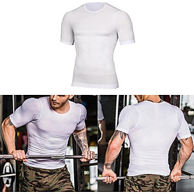 Mens Slim Compression Fitness Chest Body Shaper Underwear Short Sleeve