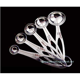 Set 5 muỗng đong chất liệu Inox không gỉ, muỗng đong an toàn, dụng cụ đo lường.