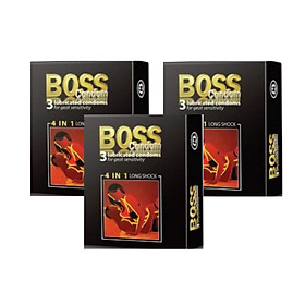 Bộ 3 Hộp Bao Cao Su Malaysia Boss 4 in 1 3 cái - Kéo Dài Thời Gian - Gai Li Ti Nhỏ