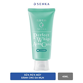 Sữa rửa mặt dành cho da mụn Senka Perfect Whip Acne Care 100g - Tặng Kem dưỡng trắng da ban đêm Senka 15g