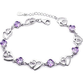 Lắc tay - Tim đôi đá thạch anh tím