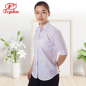 Áo sơ mi nữ trắng tay dài, đồng phục học sinh, đồng phục công sở, size từ 40-80kg, chất liệu KT Silk mềm mại