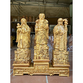 Mua Combo Bộ tượng phật tam đa phúc lộc thọ bằng gỗ huyết long mọng dâu kt cao 30×11×9cm+chân đế gỗ huyết long đủ bộ kt 48×9×13×12cm