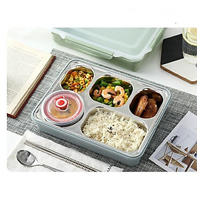 Mua Khay Đựng Cơm Văn Phòng Khay Cơm Inox 5 Ngăn Có Nắp Đậy Tiện Dụng