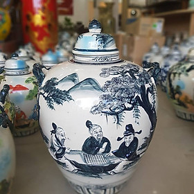 Mua Hũ Đựng Gạo  Ngâm Rượu Họa Tiết Cảnh Và Màu In Nổi ( Giao Ngẫu Nhiên )