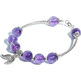 Vòng tay thạch anh tím 10mm Mix charm bạc Thái cao cấp BRAME10M02 - VietGemstones