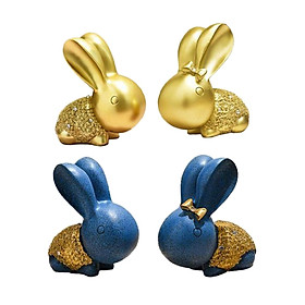 2 Pair Rabbit Statues Sculpture Art Figurines Ornaments for Home Tabletop