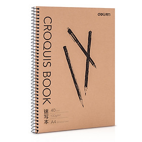 Sổ Vẽ Phác Thảo Deli 40 Trang - Gáy Lò Xo - Khổ Ngang A4/B5 - Giấy Định Lượng 100Gsm / 110Gsm - 7696 / 7697 / 73632