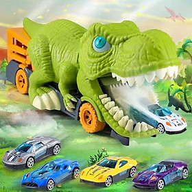 Đồ chơi xe khủng long bạo chúa nuốt ô tô/ khủng long con kèm nhiều oto/ khủng long con hợp kim cao cấp kích thước lớn cho bé