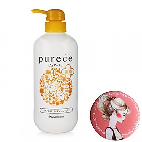Sữa tắm dưỡng ẩm Naris Purece Medicated Body Soap Nhật Bản 650ml + Gương mini siêu cute