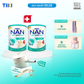 Bộ 2 lon Sữa bột NAN OPTIPRO PLUS 4 Nestle Bé 2-6 tuổi 1500g/lon Giúp tiêu hóa tốt