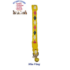 Vòng cổ kèm chuông cho Chó Mèo dưới 5kg In hình tứ giác Bản rộng 1cm Chất liệu dù bền chắc, Có thể điều chỉnh to nhỏ