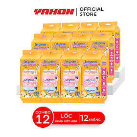 Combo 12 lốc khăn ướt bỏ túi Mini Let-green, 12 miếng/gói, 6 gói/lốc