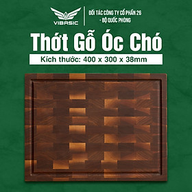 Thớt gỗ óc chó Vibasic kích thước 40x30x3.8cm, thái băm chặt đa năng, kèm hộp quà tặng cao cấp - Hàng chính hãng Bộ Quốc Phòng