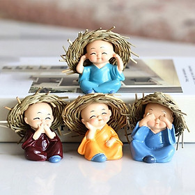 Mua Bộ Tượng 4 Không. 4 Chú Tiểu Tượng Tứ Không Mũ Rơm. Trang Trí Xe Hơi  Làm Tiểu Cảnh  Để Bàn Làm Việc
