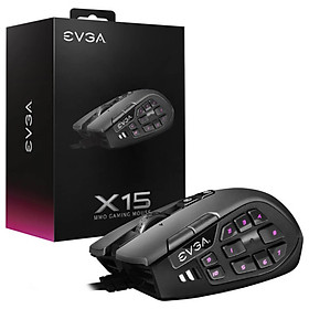 CHUỘT EVGA X15 MMO Gaming Mouse – 8k – Wired – Black – Customizable – 16,000 DPI – 5 Profiles – 20 Buttons – Ergonomic_ HÀNG CHÍNH HÃNG