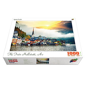 Bộ tranh xếp hình jigsaw puzzle cao cấp 1000 mảnh ghép – Thị Trấn Hallstatt, Áo