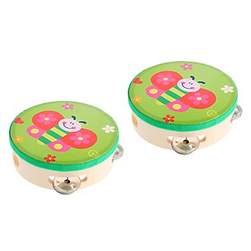 2 Pcs Small Tambourine Drum Toy Educational Musical Instrument for Children