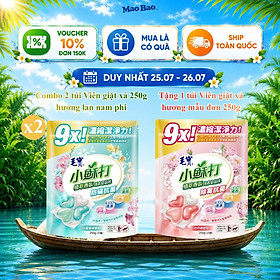 Combo 2 Túi Viên giặt xả Mao Bao - Chống mạt và kháng khuẩn 10g*25 viên (Hương lan nam phi và tuyết tùng)