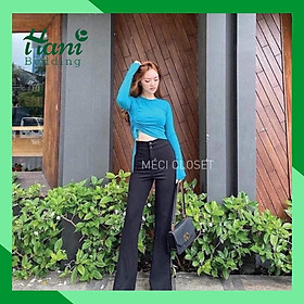 Quần suông dài ống vẩy cạp cao cho nữ, quần ống loe 2 khuy KH102