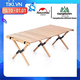 Bàn dã ngoại Naturehike campoutvn cắm trại du lịch glamping kệ gỗ xếp gấp sang trọng có túi đựng kèm A101