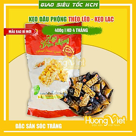 Đặc Sản Sóc Trăng - Kẹo Đậu Phộng Đặc Biệt Tân Huê Viên Giòn Ít Ngọt 400Gr, Đặc Sản Kẹo Thèo Lèo Miền Tây Sóc Trăng